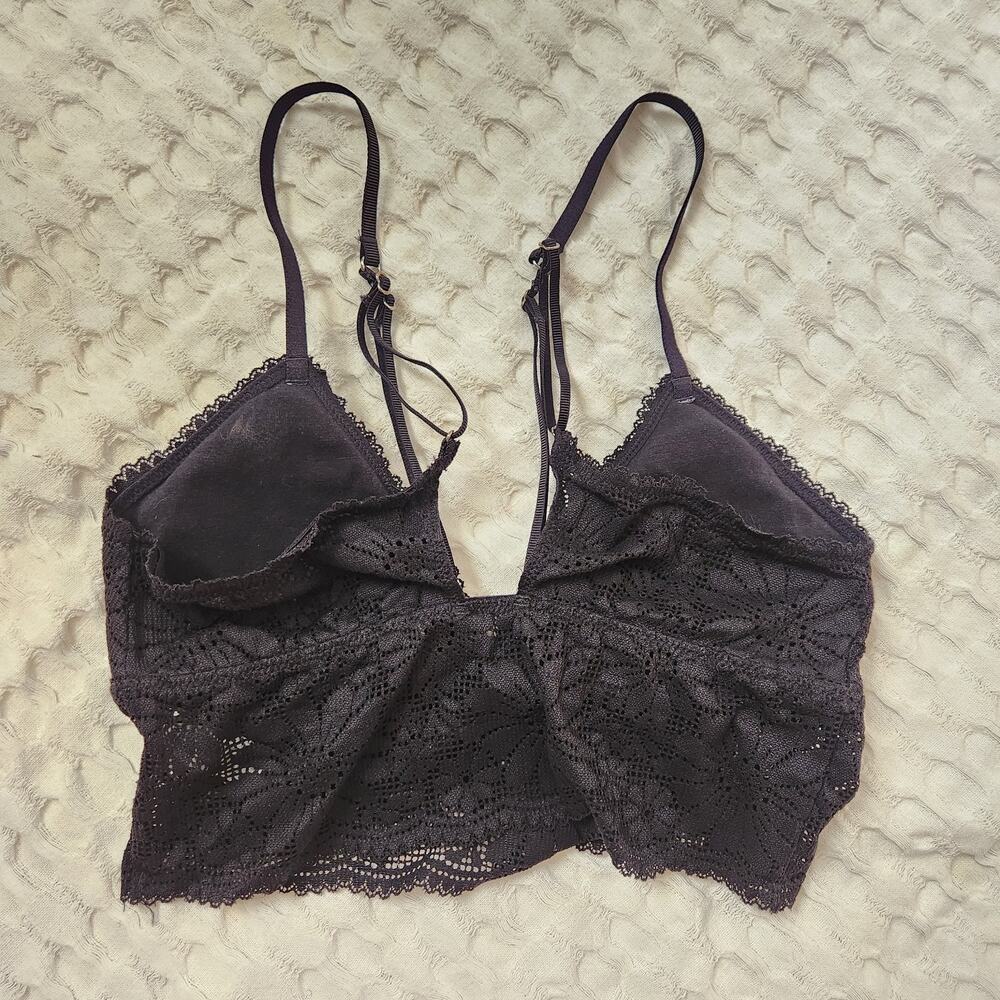 Aerie Sz S Black Lace Halter Bralette Crop Top Boho Festival Hippie Whimsygoth - Picture 3 of 8